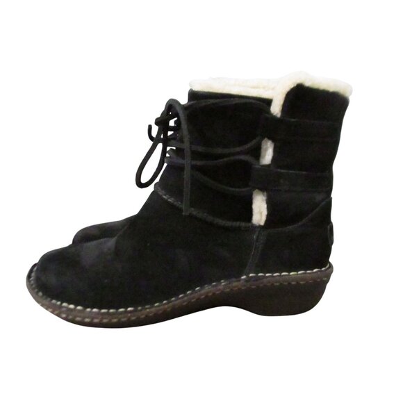 UGG Caspia Womens Size 7 Black Suede Shearling-Lined Ankle Boots Lace-Up NEW - Picture 7 of 10